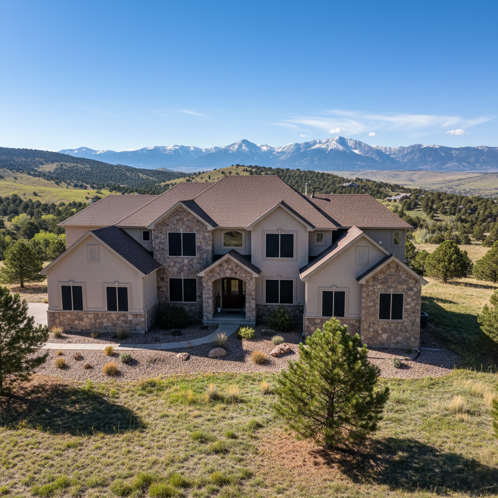 Solar screens installed on a sunny Colorado home.