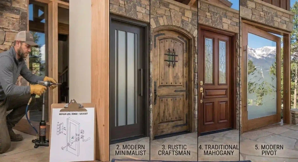 showing different styles of entry doors for homes.