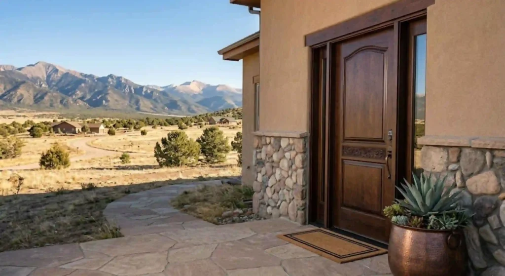 modern custom entry door installed on a residential home