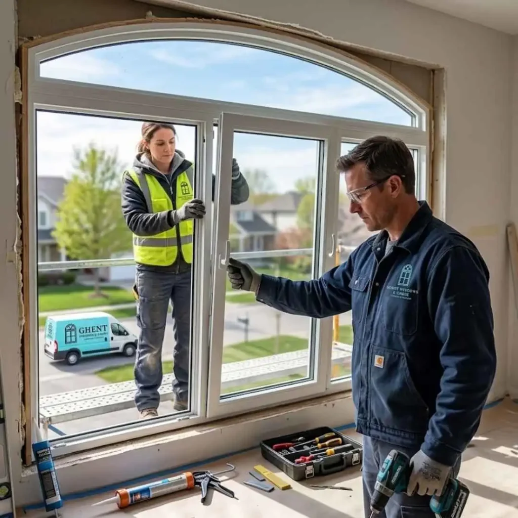 professional window installation in progress