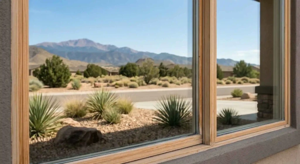 Completed precision window glass repair project at Pueblo West residence