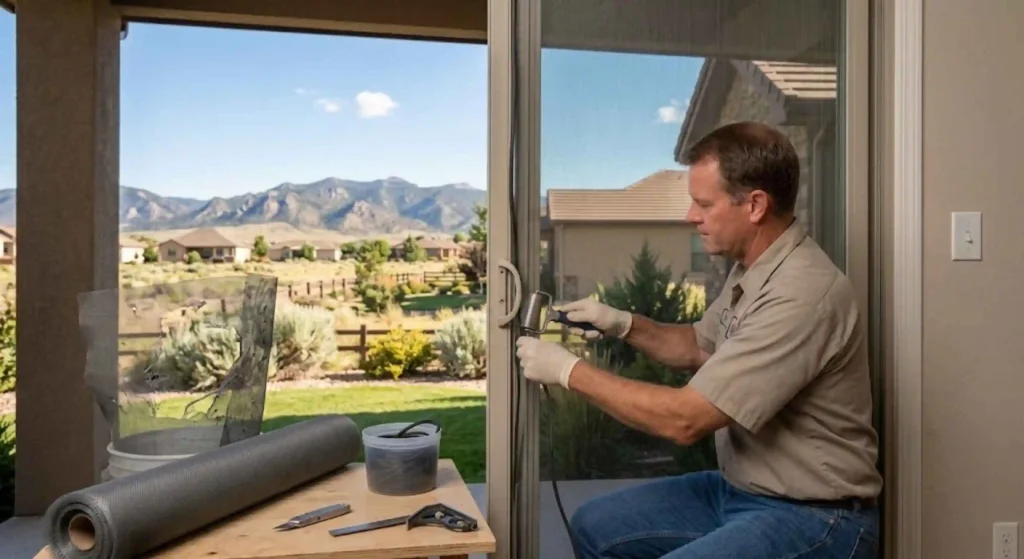 Replacing damaged screen mesh on a Pueblo West screen door