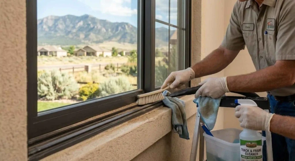 Window track and frame maintenance in Pueblo West residence